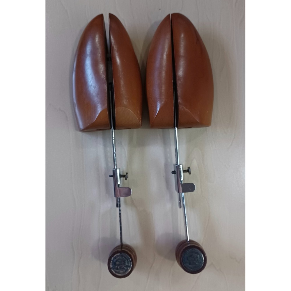 Florsheim Vintage Wood Adjustable Shoe Trees Split Toe Mens Brown Pair